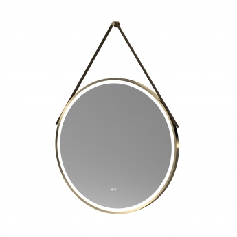 Nuie Salana Round LED Bathroom Mirror with Touch Sensor 800mm Diameter - Brushed Brass