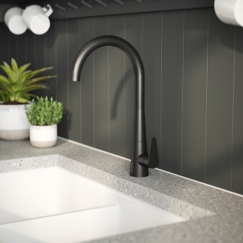 Nuie Samir Mono Kitchen Sink Mixer Tap Single Lever Handle - Matt Black