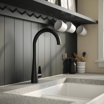 Nuie Samir Mono Kitchen Sink Mixer Tap Single Lever Handle - Matt Black