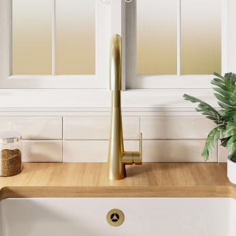 Nuie Samir Mono Kitchen Sink Mixer Tap Single Lever Handle - Brushed Brass | Product Image