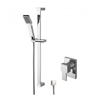 Nuie Sanford Square Manual Concealed Shower Valve with Slider Rail Kit - Chrome