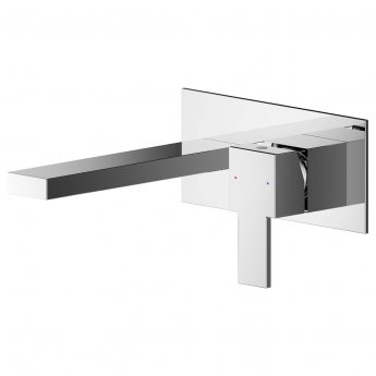Nuie Sanford 2-Hole Wall Mounted Basin Mixer Tap with Plate - Chrome