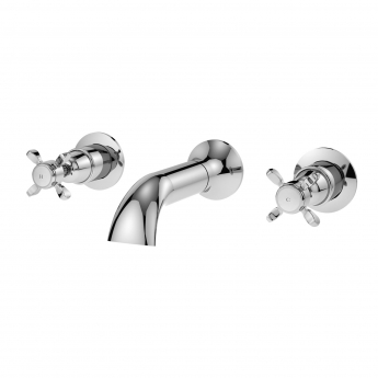 Nuie Selby Xhead 3-Hole Bath Filler Tap Wall Mounted - Chrome