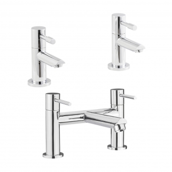 Nuie Series 2 Basin Taps and Bath Filler Tap Pillar Mounted - Chrome