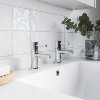 Nuie Series 2 Basin Taps and Bath Filler Tap Pillar Mounted - Chrome