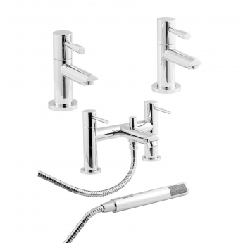 Nuie Series 2 Basin Taps and Bath Shower Mixer Tap Pillar Mounted - Chrome