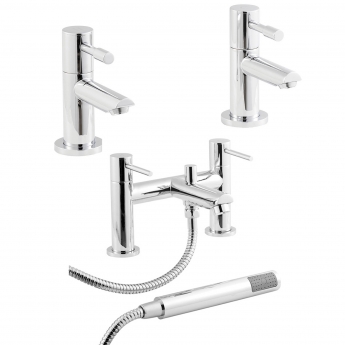 Nuie Series 2 Basin Taps and Bath Shower Mixer Tap Pillar Mounted - Chrome