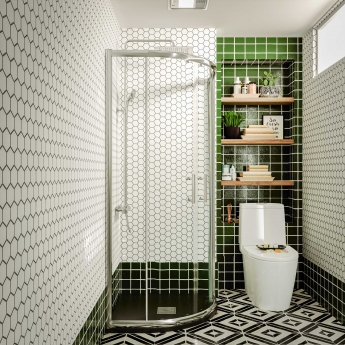 Nuie Slimline Black Slate Effect 32mm Quadrant Shower Tray