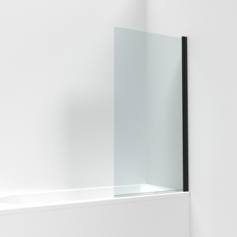 Nuie Pacific Matt Black Profile Hinged Bath Screen 1430mm H x 790mm W - 6mm Glass