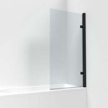 Nuie Pacific Matt Black Profile Square Hinged Bath Screen 1520mm H x 830mm W - 8mm Glass