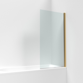 Nuie Pacific Brushed Brass Profile Square Hinged Bath Screen 1430mm H x 790mm W - 6mm Glass