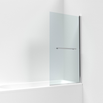 Nuie Pacific Square Hinged Bath Screen with Towel Bar 1430mm H x 790mm W - 6mm Glass