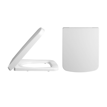 Nuie Square Thermoplastic Toilet Seat with Soft Close Quick Release Hinges - White | Product Image
