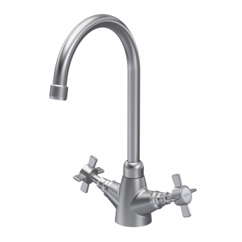 Nuie Traditional Mono Kitchen Sink Mixer Tap Dual Handle - Brushed Nickel