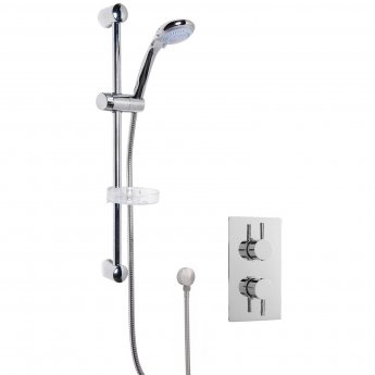 Nuie Twin Round Thermostatic Concealed Shower Valve with Slider Rail Kit - Chrome