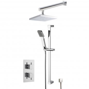 Nuie Twin Square Thermostatic Concealed Complete Mixer Shower with Diverter - Chrome