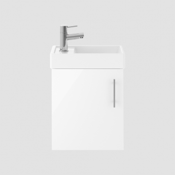 Nuie Vault Wall Hung 1-Door Vanity Unit with Basin 400mm Wide - Gloss White