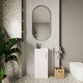 Nuie Vault Floor Standing 1-Door Vanity Unit with Basin 400mm Wide - Gloss White