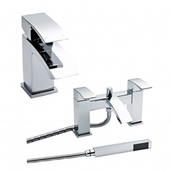 Nuie Vibe Mono Basin Mixer Tap and Bath Shower Mixer Tap - Chrome