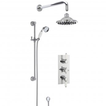 Nuie Victorian Square Triple Thermostatic Concealed Complete Mixer Shower - Chrome