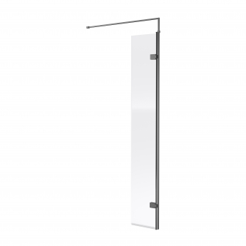 Nuie Wet Room Hinged Return Panel 1850mm High x 300mm Wide 8mm Glass - Brushed Pewter