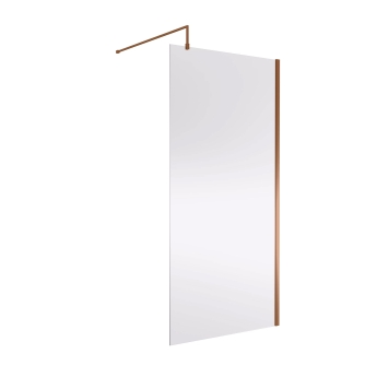 Nuie Wet Room Screen 1850mm High x 1000mm Wide with Support Bar 8mm Glass - Brushed Bronze | Product Image