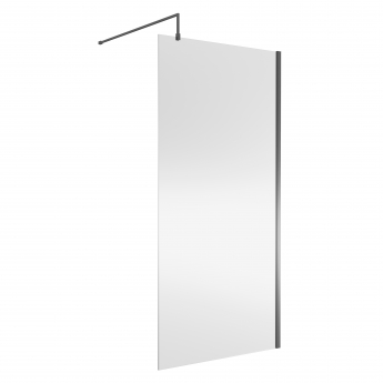 Nuie Wet Room Screen 1850mm High x 1000mm Wide with Support Bar 8mm Glass - Brushed Pewter