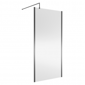 Nuie Outer Framed Wetroom Screen 1850mm High x 1000mm Wide with Support Bar 8mm Glass - Brushed Pewter | Product Image