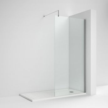 Nuie Wet Room Screen 1850mm x 760mm Wide with Support Bar 8mm Glass - Chrome