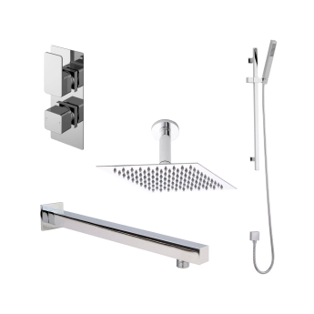 Nuie Windon Thermostatic Twin Concealed Complete Mixer Shower with Diverter - Chrome | Product Image