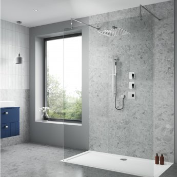 Nuie Windon Thermostatic Concealed Mixer Shower with Shower Kit + Fixed Head Stop Tap and Diverter