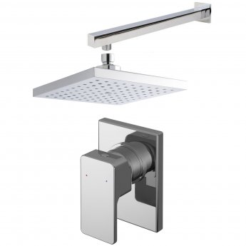 Nuie Windon Square Manual Concealed Shower Valve with Fixed Head and Arm - Chrome