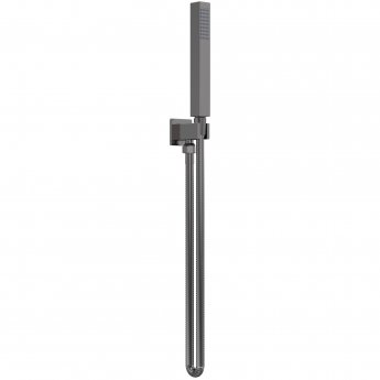 Nuie Windon Square Pencil Shower Handset with Hose and Bracket - Brushed Gun Metal