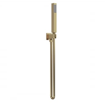 Nuie Windon Square Pencil Shower Handset with Hose and Bracket - Brushed Brass
