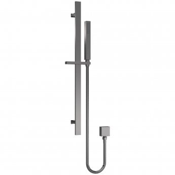 Nuie Windon Square Slider Rail Shower Kit with Outlet Elbow - Brushed Gun Metal