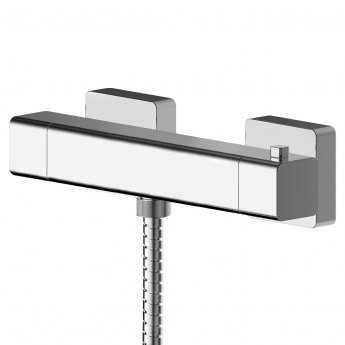 Nuie Windon Square Thermostatic Bar Shower Valve Bottom Outlet - Chrome