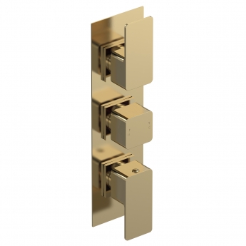 Nuie Windon Thermostatic Concealed Shower Valve Triple Handle - Brushed Brass