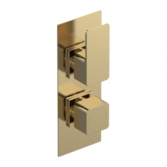 Nuie Windon Thermostatic Concealed Shower Valve Dual Handle - Brushed Brass