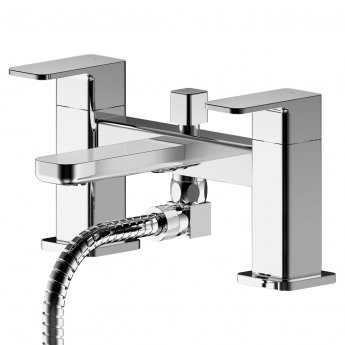 Nuie Windon Pillar Mounted Bath Shower Mixer Tap with Shower Kit - Chrome