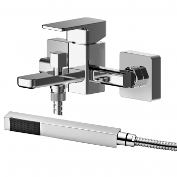 Nuie Windon Wall Mounted Bath Shower Mixer Tap with Shower Kit - Chrome