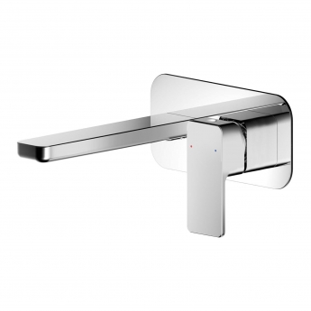 Nuie Windon 2-Hole Wall Mounted Basin Mixer Tap with Plate - Chrome