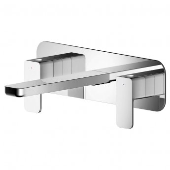 Nuie Windon 3-Hole Wall Mounted Basin Mixer Tap with Plate - Chrome