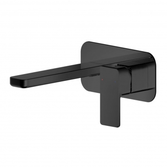 Nuie Windon 2-Hole Wall Mounted Basin Mixer Tap with Plate - Matt Black