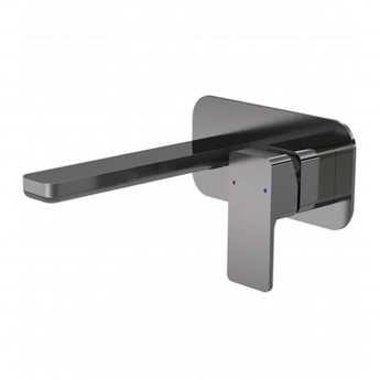 Nuie Windon 2-Hole Wall Mounted Basin Mixer Tap with Plate - Brushed Pewter