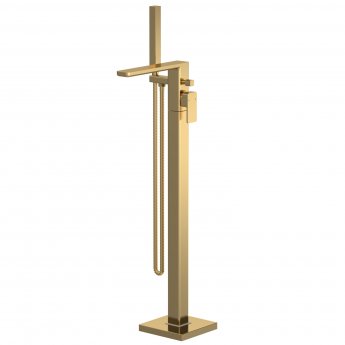 Nuie Windon Freestanding Bath Shower Mixer Tap with Shower Kit - Brushed Brass