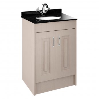 Nuie York Floor Standing Vanity Unit with Black Marble Basin 600mm Wide Stone Grey - 1 Tap Hole