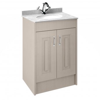 Nuie York Floor Standing Vanity Unit with White Marble Basin 600mm Wide Stone Grey - 1 Tap Hole
