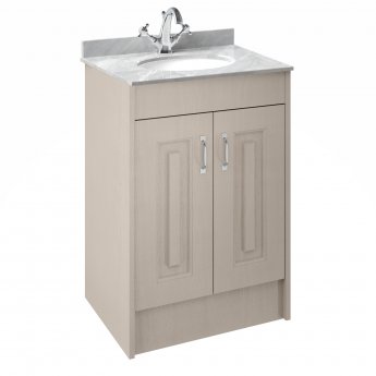 Nuie York Floor Standing Vanity Unit with Grey Marble Basin 600mm Wide Stone Grey - 1 Tap Hole