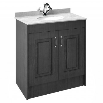Nuie York Floor Standing Vanity Unit with White Marble Basin 800mm Wide Royal Grey - 1 Tap Hole