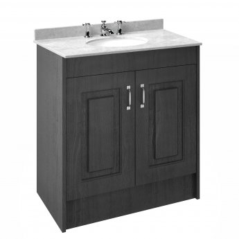 Nuie York Floor Standing Vanity Unit with White Marble Basin 800mm Wide Royal Grey - 3 Tap Hole